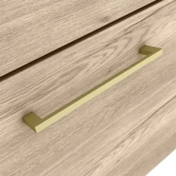 Arezzo Wall Hung Countertop Vanity Unit - Rustic Oak - 600mm With White Worktop & Brushed Brass Handle 9 Arezzo Wall Hung Countertop Vanity Unit - Rustic Oak - 600mm With White Worktop & Brushed Brass Handle -Bathroom Furniture azo6whwbbw d1