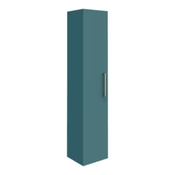 Arezzo Matt Green Wall Hung Tall Storage Cabinet With Brushed Brass Handle
