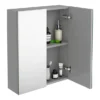 Brooklyn 600mm Grey Mist Bathroom Mirror Cabinet - 2 Door