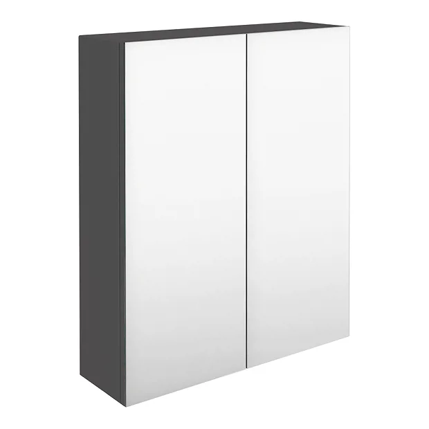 Brooklyn 600mm Gloss Grey Bathroom Mirror Cabinet - 2 Door 4 Brooklyn 600mm Gloss Grey Bathroom Mirror Cabinet - 2 Door - Image 2