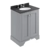 Bayswater Plummett Grey 600mm 2 Door Vanity Unit & 3TH Black Marble Basin Top