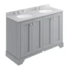 Bayswater Plummett Grey 1200mm 4 Door Vanity Unit & 3TH Grey Marble Double Bowl Basin Top -Bathroom Furniture bayf107bayc238 l