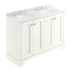 Bayswater Pointing White 1200mm 4 Door Vanity Unit & 3TH White Marble Double Bowl Basin Top -Bathroom Furniture bayf109bayc237 l