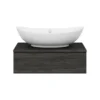 Brooklyn Floating Basin Shelf With Drawer - Black - 600mm Incl. Oval Basin -Bathroom Furniture bctblk6b2 d7