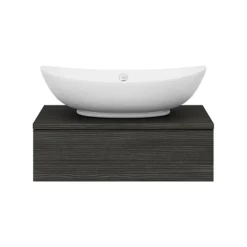 Brooklyn Floating Basin Shelf With Drawer - Black - 600mm Incl. Oval Basin