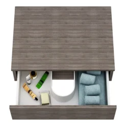 Brooklyn Floating Basin Shelf With Drawer - Grey Avola - 600mm Incl. Round Basin 11 Brooklyn Floating Basin Shelf With Drawer - Grey Avola - 600mm Incl. Round Basin -Bathroom Furniture bctga6b4 d2