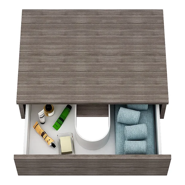 Brooklyn Floating Basin Shelf With Drawer - Grey Avola - 600mm Incl. Round Basin 6 Brooklyn Floating Basin Shelf With Drawer - Grey Avola - 600mm Incl. Round Basin - Image 4