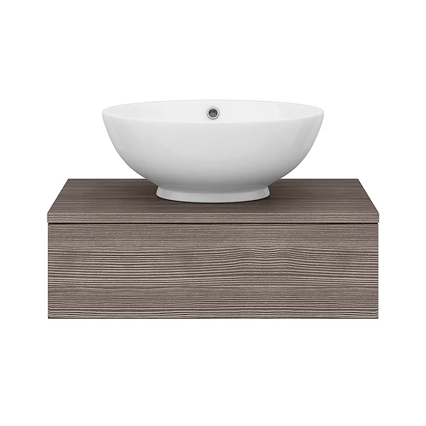 Brooklyn Floating Basin Shelf With Drawer - Grey Avola - 600mm Incl. Round Basin 3 Brooklyn Floating Basin Shelf With Drawer - Grey Avola - 600mm Incl. Round Basin