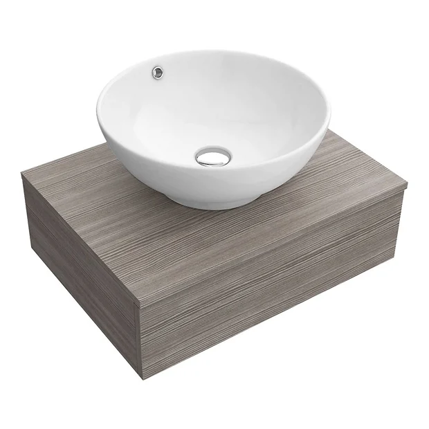 Brooklyn Floating Basin Shelf With Drawer - Grey Avola - 600mm Incl. Round Basin 4 Brooklyn Floating Basin Shelf With Drawer - Grey Avola - 600mm Incl. Round Basin - Image 2