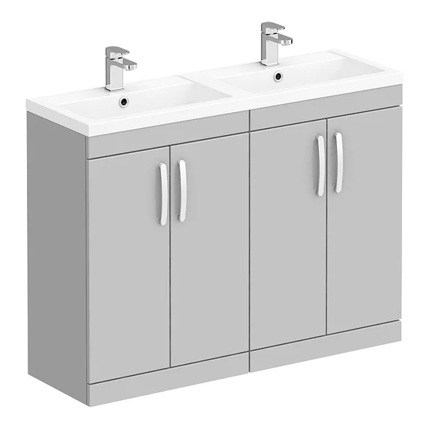 Brooklyn 1205mm Grey Mist Double Basin 4 Door Vanity Unit 4 Brooklyn 1205mm Grey Mist Double Basin 4 Door Vanity Unit - Image 2