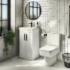 Brooklyn Gloss White Vanity Unit - 500mm Wide With Matt Black Handles -Bathroom Furniture bfs5gwmbd2