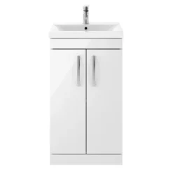 Brooklyn 500mm White Gloss Vanity Unit - Floor Standing 2 Door Unit 12 Brooklyn 500mm White Gloss Vanity Unit - Floor Standing 2 Door Unit -Bathroom Furniture bfs5wht detail1