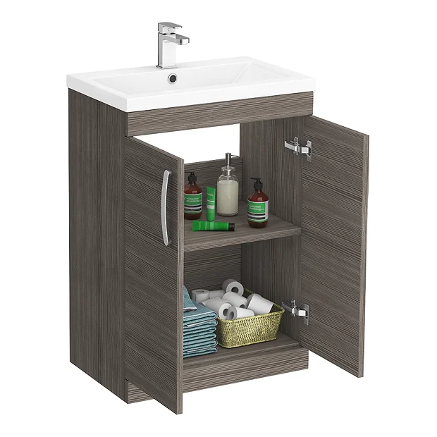 Brooklyn 600mm Grey Avola Vanity Unit - Floor Standing 2 Door Unit 7 Brooklyn 600mm Grey Avola Vanity Unit - Floor Standing 2 Door Unit - Image 5