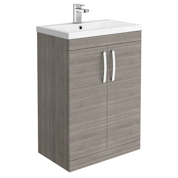 Brooklyn 600mm Grey Avola Vanity Unit - Floor Standing 2 Door Unit 4 Brooklyn 600mm Grey Avola Vanity Unit - Floor Standing 2 Door Unit - Image 2