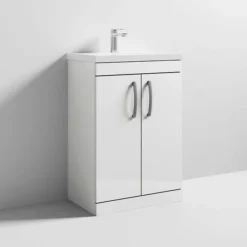 Brooklyn 600 Gloss White Floor Standing Vanity Unit With Thin-Edge Basin -Bathroom Furniture bfs6whtte nd3
