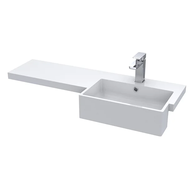 Brooklyn 1000 Gloss White Semi-Recessed Combination Unit (Square Basin, Vanity + WC Unit) 5 Brooklyn 1000 Gloss White Semi-Recessed Combination Unit (Square Basin, Vanity + WC Unit) - Image 3