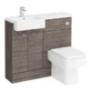 Brooklyn 1000 Grey Avola Semi-Recessed Combination Unit (Square Basin, Vanity + WC Unit)