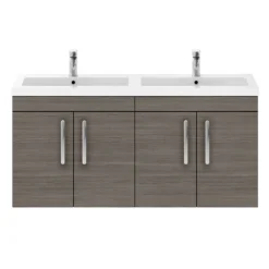 Brooklyn 1205mm Grey Avola Wall Hung 4 Door Double Basin Vanity Unit 11 Brooklyn 1205mm Grey Avola Wall Hung 4 Door Double Basin Vanity Unit -Bathroom Furniture bwh12ga2d d3