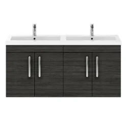 Brooklyn 1205mm Black Wall Hung 4 Door Double Basin Vanity Unit