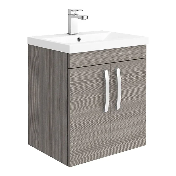 Brooklyn 500mm Grey Avola 2 Door Wall Hung Vanity Unit 4 Brooklyn 500mm Grey Avola 2 Door Wall Hung Vanity Unit - Image 2