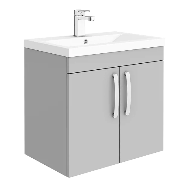 Brooklyn 600mm Grey Mist 2 Door Wall Hung Vanity Unit 4 Brooklyn 600mm Grey Mist 2 Door Wall Hung Vanity Unit - Image 2