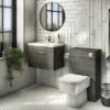 Brooklyn 500mm Black Wall Hung 1-Drawer Vanity Unit With Brushed Brass Handle