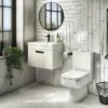 Brooklyn Wall Hung Vanity - Gloss White - 500mm Wide 1-Drawer Inc. Matt Black Handle -Bathroom Furniture bwhsd5whtmbd2