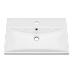 Brooklyn 600 Natural Oak Wall Hung 1-Drawer Vanity Unit With Thin-Edge Basin -Bathroom Furniture bwhsd6oakte d1