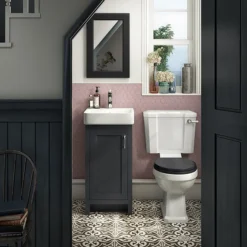 Chatsworth Traditional Graphite Vanity - 425mm Wide -Bathroom Furniture c425blk n d4