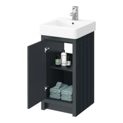 Chatsworth Traditional Graphite Vanity - 425mm Wide -Bathroom Furniture c425blkd1