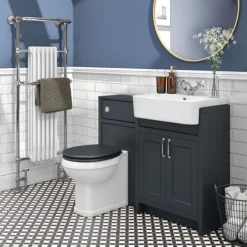 Chatsworth Traditional Graphite Semi-Recessed Vanity - 600mm Wide -Bathroom Furniture c600srblk d1