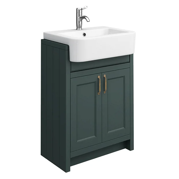 Chatsworth Traditional Green Semi-Recessed Vanity - 600mm Wide 4 Chatsworth Traditional Green Semi-Recessed Vanity - 600mm Wide - Image 2