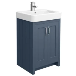 Chatsworth Traditional Blue 560mm Vanity Sink + 300mm Cupboard Unit -Bathroom Furniture c825blu d2