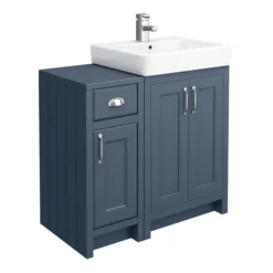 Chatsworth Traditional Blue 560mm Vanity Sink + 300mm Cupboard Unit -Bathroom Furniture c825blu l