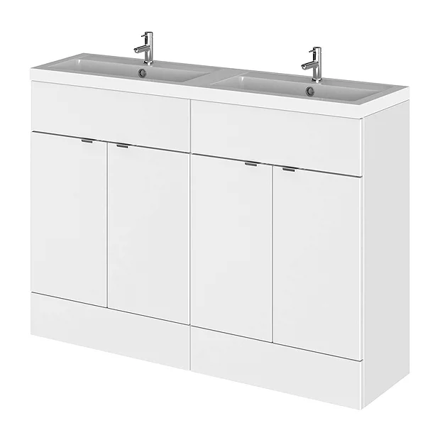 Hudson Reed Fusion 1200mm Gloss White Full Depth Floorstanding Unit & Double Basin 4 Hudson Reed Fusion 1200mm Gloss White Full Depth Floorstanding Unit & Double Basin - Image 2