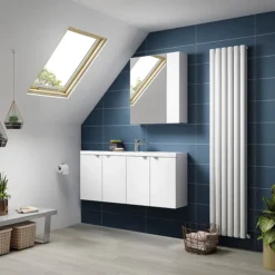 Hudson Reed 1200mm Gloss White Wall Hung Compact Combination Unit (600 Vanity X 2)