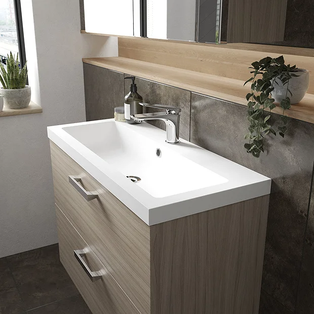 Hudson Reed Fusion 800mm Driftwood Full Depth Wall Hung 2-Drawer Unit & Basin 6 Hudson Reed Fusion 800mm Driftwood Full Depth Wall Hung 2-Drawer Unit & Basin - Image 4