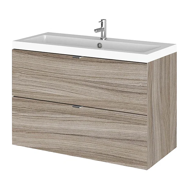 Hudson Reed Fusion 800mm Driftwood Full Depth Wall Hung 2-Drawer Unit & Basin 4 Hudson Reed Fusion 800mm Driftwood Full Depth Wall Hung 2-Drawer Unit & Basin - Image 2