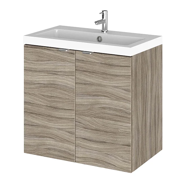 Hudson Reed 600mm Driftwood Full Depth Wall Hung 2-Door Unit & Basin 4 Hudson Reed 600mm Driftwood Full Depth Wall Hung 2-Door Unit & Basin - Image 2