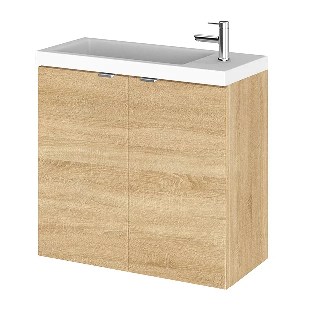 Hudson Reed 600mm Natural Oak Wall Hung Compact Unit & Basin 4 Hudson Reed 600mm Natural Oak Wall Hung Compact Unit & Basin - Image 2