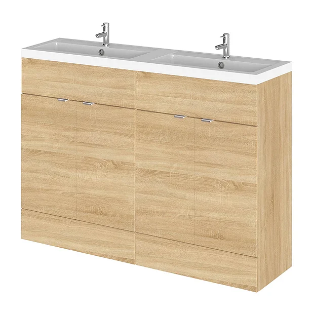 Hudson Reed Fusion 1200mm Natural Oak Full Depth Floorstanding Unit & Double Basin 4 Hudson Reed Fusion 1200mm Natural Oak Full Depth Floorstanding Unit & Double Basin - Image 2