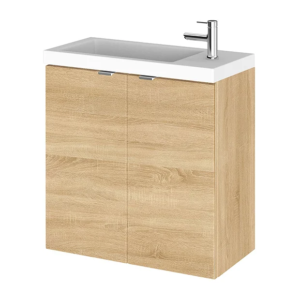 Hudson Reed 500mm Natural Oak Wall Hung Compact Unit & Basin 4 Hudson Reed 500mm Natural Oak Wall Hung Compact Unit & Basin - Image 2
