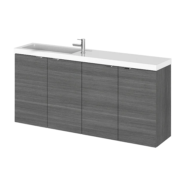 Hudson Reed 1200mm Grey Avola Wall Hung Compact Combination Unit (600 Vanity X 2) 4 Hudson Reed 1200mm Grey Avola Wall Hung Compact Combination Unit (600 Vanity X 2) - Image 2