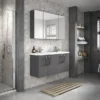 Hudson Reed 1200mm Gloss Grey Wall Hung Combination Unit & Double Basin (600 Vanity X 2)