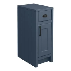 Chatsworth Traditional Blue Double Basin Vanity + Cupboard Combination Unit With Matt Black Handles