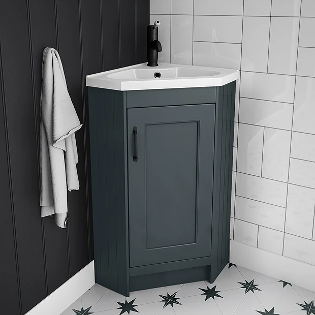 Chatsworth Traditional Graphite Corner Vanity Unit With Matt Black Handle 4 Chatsworth Traditional Graphite Corner Vanity Unit With Matt Black Handle - Image 2