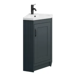Chatsworth Traditional Graphite Corner Vanity Unit With Matt Black Handle