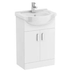 Cove White Gloss Double Basin Vanity + Drawer Combination Unit