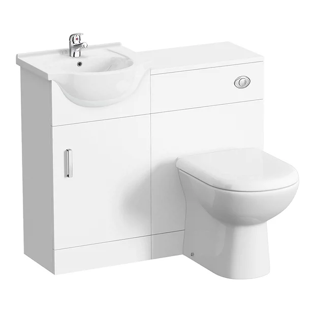 Cove 950mm Cloakroom Vanity Unit Suite + Basin Mixer (Gloss White - Depth 300mm) 6 Cove 950mm Cloakroom Vanity Unit Suite + Basin Mixer (Gloss White - Depth 300mm) - Image 4