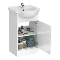Cove 950mm Cloakroom Vanity Unit Suite + Basin Mixer (Gloss White - Depth 300mm) 11 Cove 950mm Cloakroom Vanity Unit Suite + Basin Mixer (Gloss White - Depth 300mm) -Bathroom Furniture cv450wcdty305 detail3